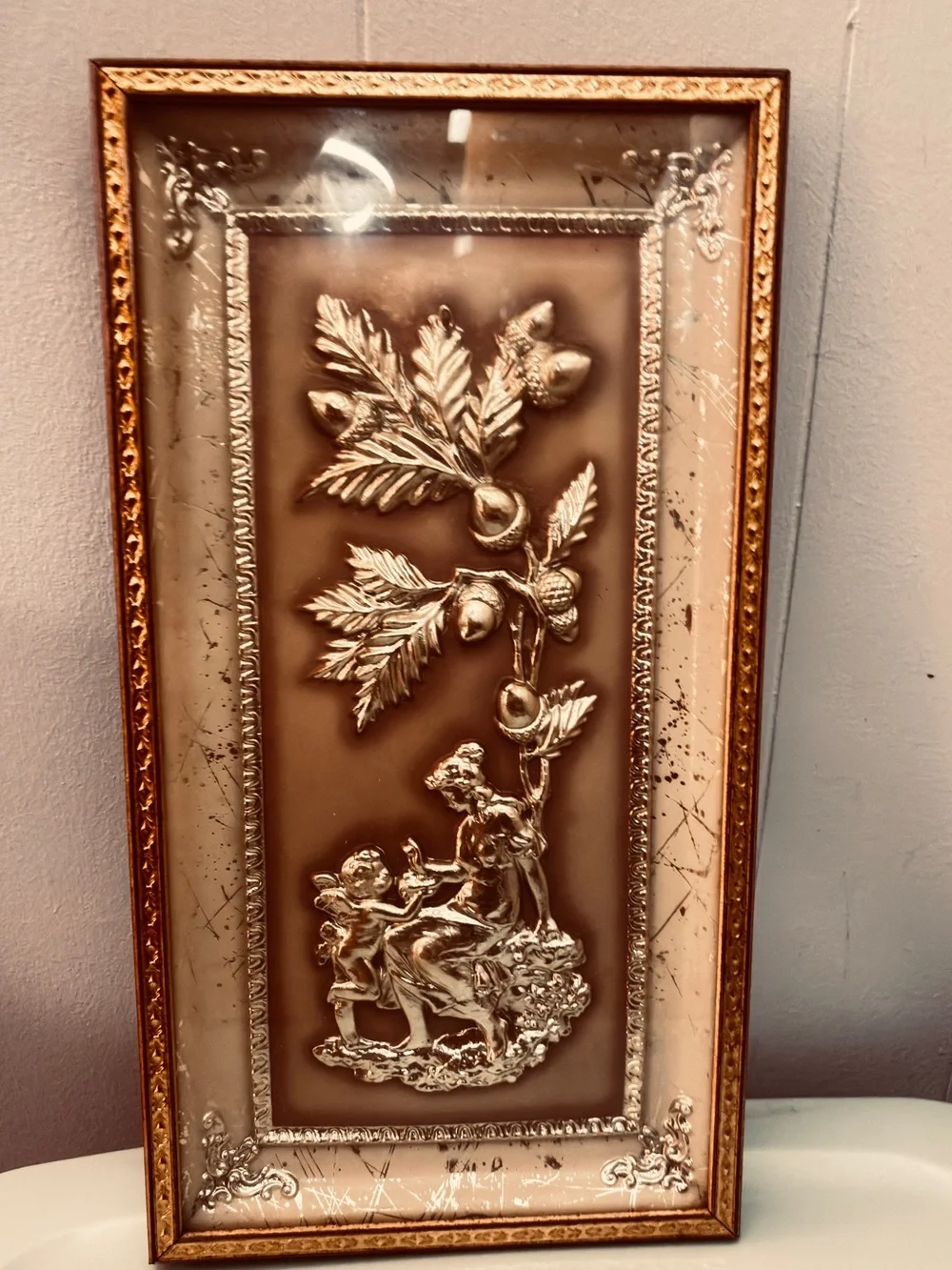 Vintage Gold Relief Floral Wall Plaques - Set of 2